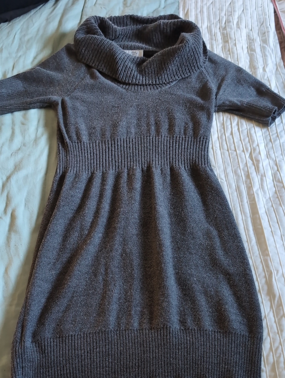 LOFT Girls' Charcoal Gray Cowl Neck Knit Dress